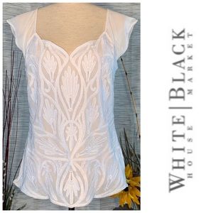 ⚠️ WHBM NWT white Lola Lace Tee.